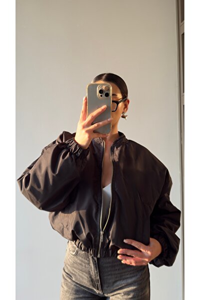 Eliz design Siyah Kısa Bomber Ceket