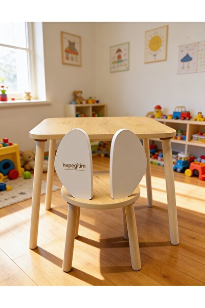 hepeğitim Ahşap Ders Çalışma Masası - Çocuk Aktivite Masası