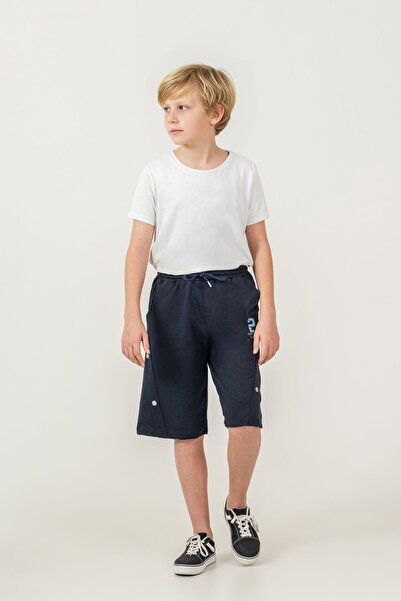 Mışıl Kids Pantaloni scurți pentru băieți cu imprimeu West Coast și nasturi l...