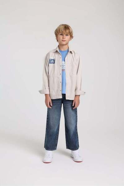 Escabel Cămașă țesută cu imprimeu Snoopy pe spate pentru băieți, 4-14 ani, al...