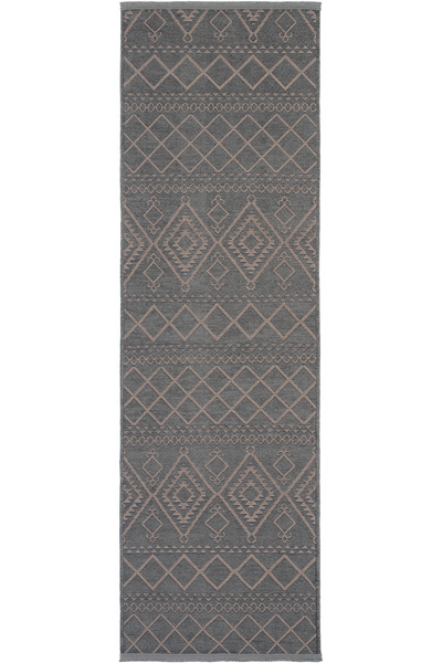 Cool Halı Marcos Antrasit Bej Etnik Desenli Dokuma Yıkanabilir Kaymaz Taban İ...