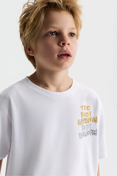 NK Момчешка тениска Busy, възраст 8-14 години, бяла