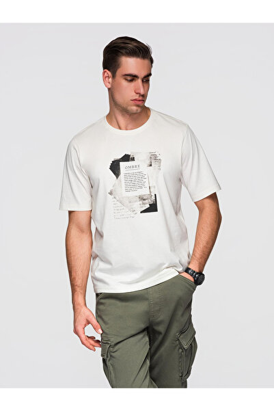 OMBRE Printed Cotton T-Shirt OM-TSPT-0261 White