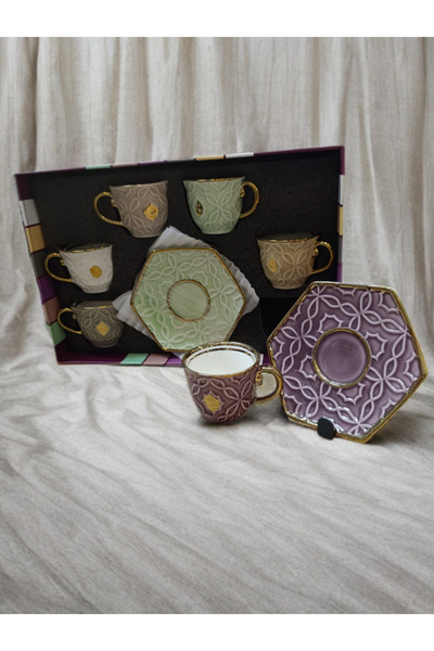 JUVIA renkli porselen kahve fincan takımı