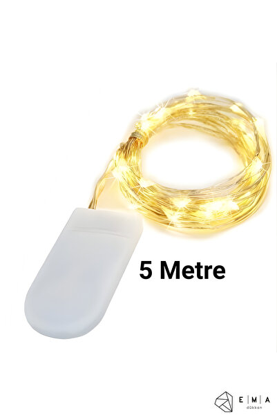 Ema Dükkan Pilli Peri Led 5 Metre Mikro LED Tel Işık Gümüş Kaplama Şekil Veri...