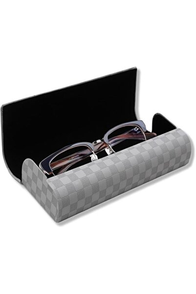 OEM Glasses case, -leather, Grey, 15.5 x 6 x 3 cm, magnetic closure
