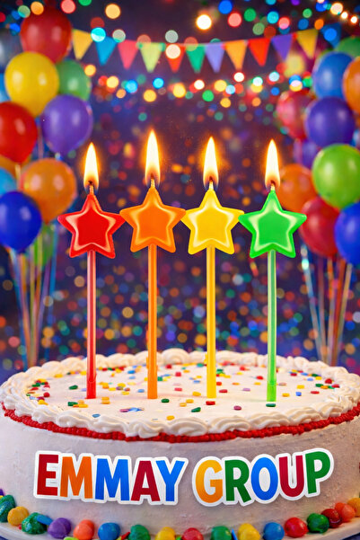 Orca Süs 4 Adet Renkli Yıldız Mum, Doğum Günü, Parti, Kokteyl