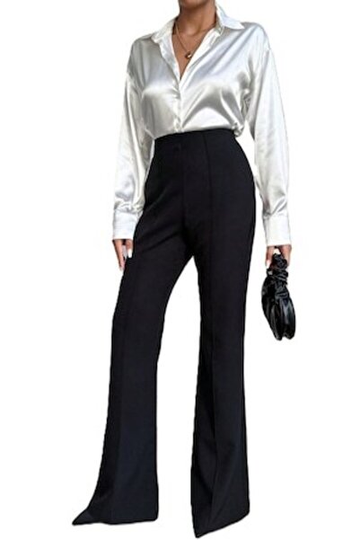 StreetWear Outlet Elegant Women's Pants, Wide with Loose Cut and Exposed Seam...