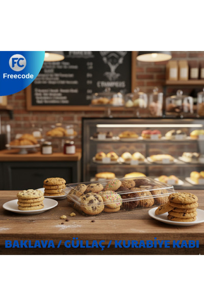 Freecode Sızdırmaz Baklava ve Güllaç Kabı Şeffaf Kapaklı Plastik Tatlı Kabı – 500 Gr - 10 Adet