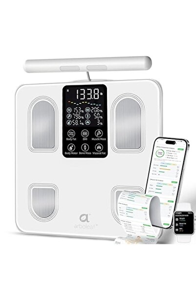 OEM Cântar digital inteligent, Arboleaf, Bluetooth, 8 electrozi, alb, 180 kg