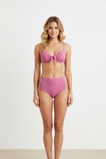 Adel swimwear Çapraz Biyeli Yüksek Bel Bikini Takımı