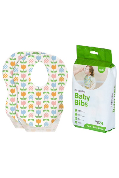 Moon مرايل أطفال للاستخدام مرة واحدة، مقاس 24×35 سم، بنقشة زهور، 24 قطعة