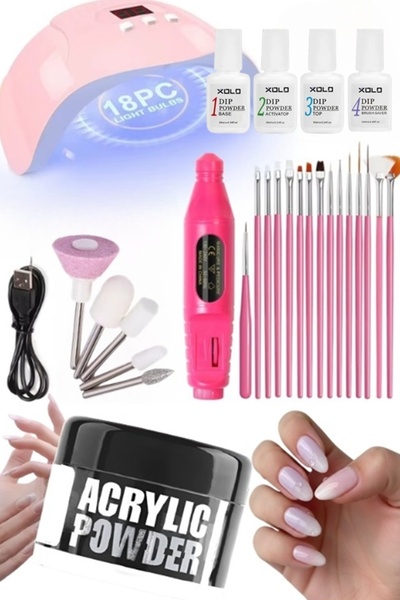 xolo Profesyonel Akrilik Toz Protez Tırnak Seti 28 Parça Nude Pembe