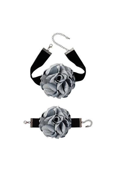EFAYN.RO 2-piece set, choker and matching bracelet, elegant flower pattern, f...