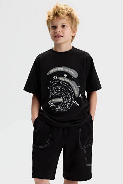 NK Tricou Labirint pentru băieți 8-14 ani Negru