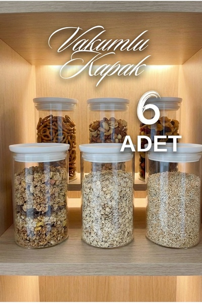 ZURİ DESİGN 6-Piece Food Storage Container Set with White Vacuum Lids, Kitche...