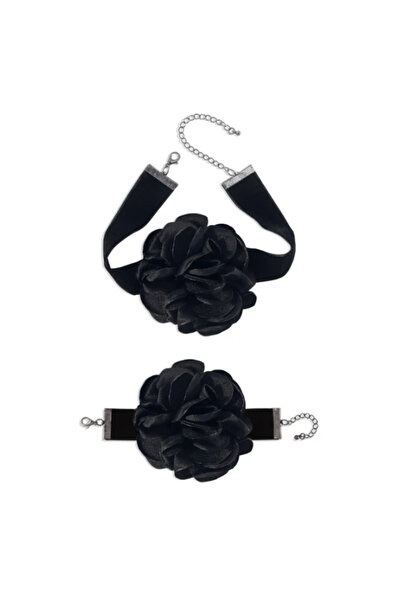 EFAYN.RO 2-piece set, choker and matching bracelet, elegant flower pattern, f...