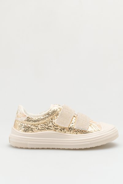 Moda Lime Girls' Sports Shoes with Velcro, Glittery, Flexible Sole, Closed Front, Easy to Wear Sneaker