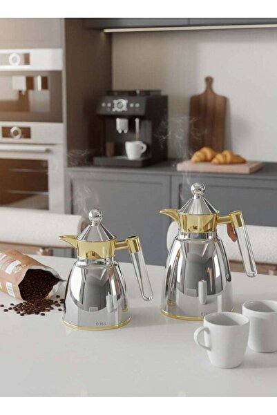 Reem 2-Piece Tea/Coffee Flask Set Silver/Gold 0.35 Liter & 0.7 Liter