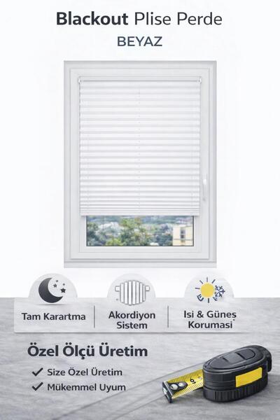 sk plised perde KARARTMA ÖZELLİKLİ BLACKOUT KATLANABİLİR CAM BALKON PERDESİ -...