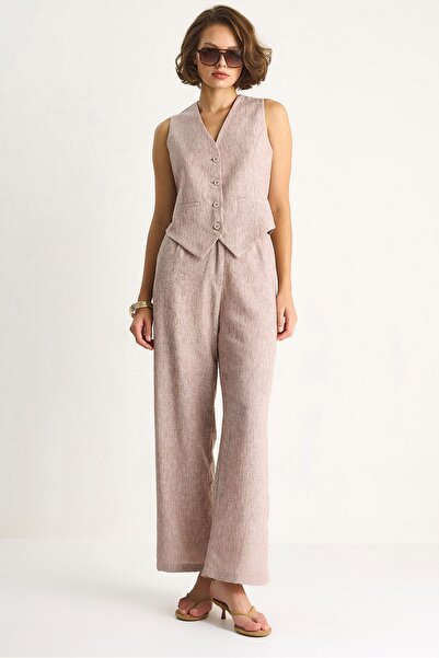 Hiccup LUCCI V-neck Vest thaj Wide Leg Pants Two-Piece Coord Set