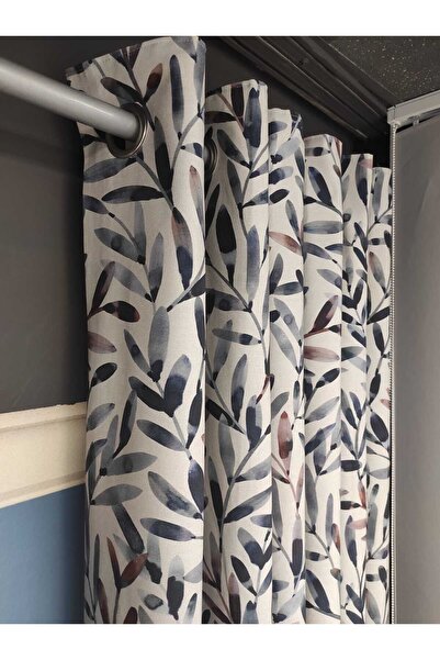 Evcimenhome Rustic Curtain (Lined) Linen Fabric. Eyelet Metal Ring 230Cmx225Cm