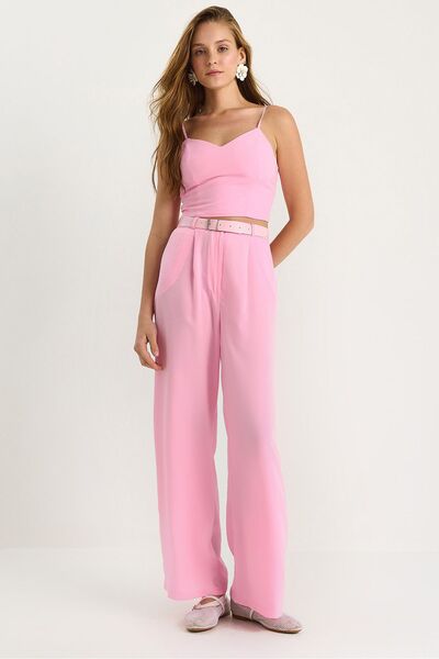 Hiccup LUCCI set with blouse and wide trousers, with V-neck and zipper