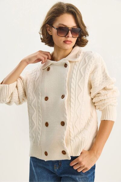 Hiccup LUCCI ribbed Textured knit cardigan with button closure