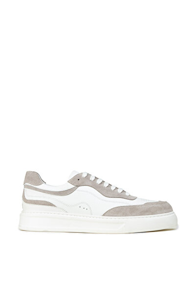 Deery Men's Genuine Leather White Sneaker Shoes