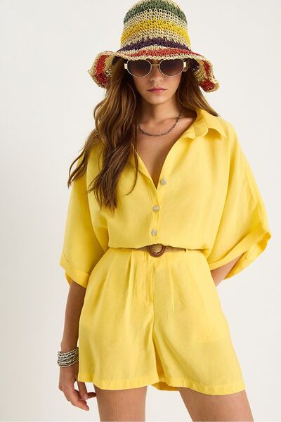 Hiccup High-waisted button-up two-piece set