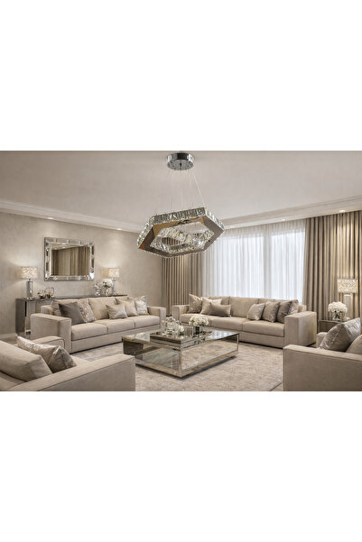 TREND 40x25 ALTIGEN 2 KATLI GÜMÜŞ MODERN KRİSTAL AVİZE