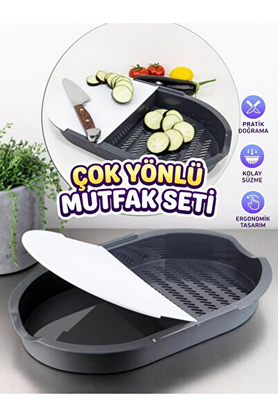 BEYLİNİ Cutting Board with Double Chamber and Strainer, Multi-Purpose Picnic ...