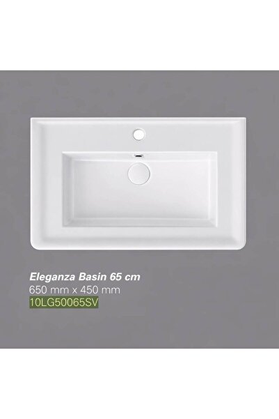 İsvea - Eleganza Dolap Uyumlu Lavabo 65 cm Beyaz Dekorsuz Delikli - 10LG50065SV