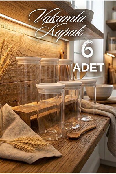 ZURİ DESİGN 6-Piece Food Storage Container Set with White Vacuum Lids, Kitche...