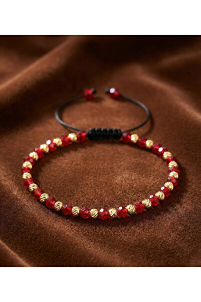 Handmade Adjustable Red Bracelet with Black Cord