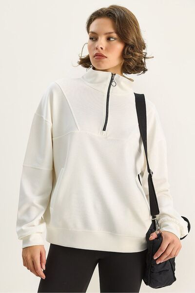 Hiccup LUCCI relaxed-fit knitted sweatshirt with zip collar