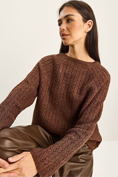 Hiccup LUCCI oversized chunky knit sweater with crew neck