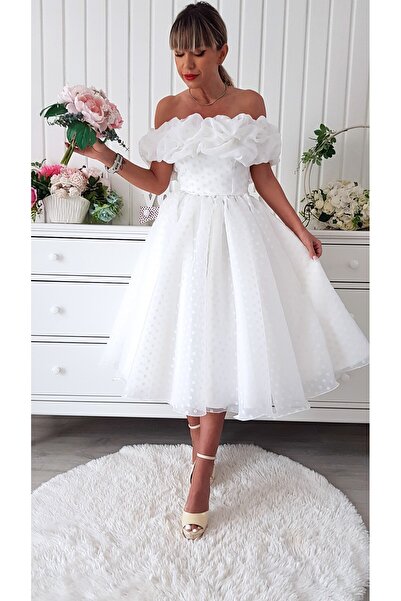 Voguesta Beatriz Organza Dress for Civil Ceremony - White