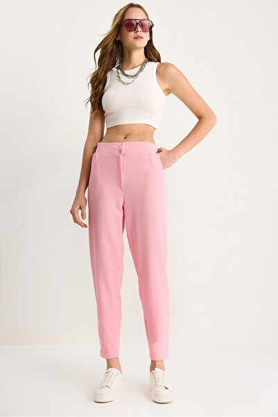 Hiccup Pantaloni lungi din crep cu model morcov și închidere cu nasturi