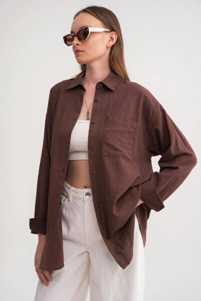 Hiccup Mixray oversized linen blend shirt