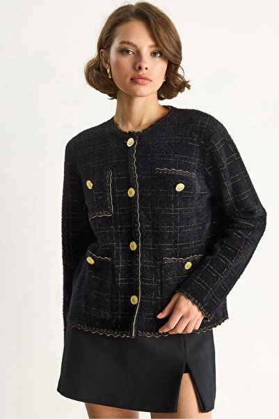 Hiccup LUCCI Textured jacquard buttoned cardigan