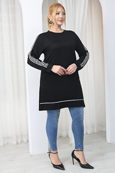 Siyezen Plus Size Tunic Blouse with Piping Detail
