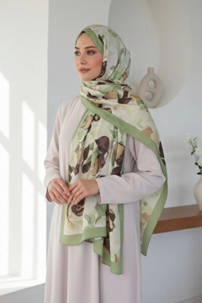 bysoca Women's Green Vintage Floral Patterned Framed Cotton Soft Textured Sea...