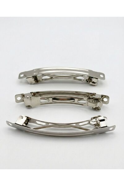 BEİLYS COSMETİCS & ACCESSORY 6 Pcs Silver Color Metal Hair Clips Set - 8 cm D...