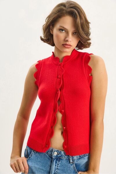 Hiccup Knitted Vest with round collar and ruffles LUCCI
