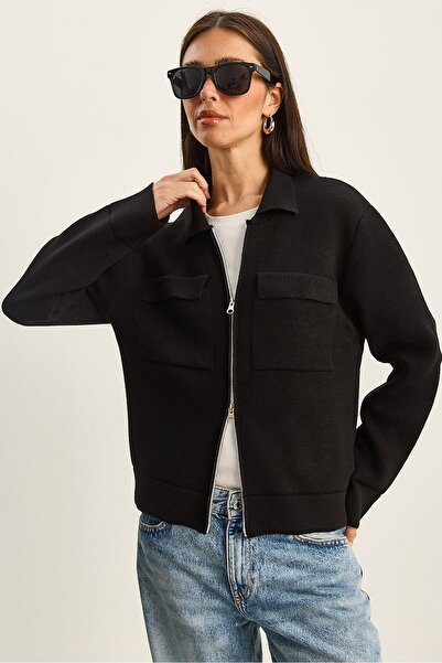 Hiccup LUCCI ribbed knitted cardigan with zipper and pockets