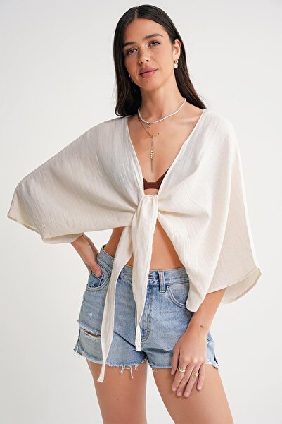 Hiccup Mixray Textured V-Neck Bolero Blouse