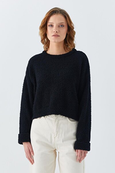 Hiccup Mixray short knitted sweater with fluffy texture (Plush)