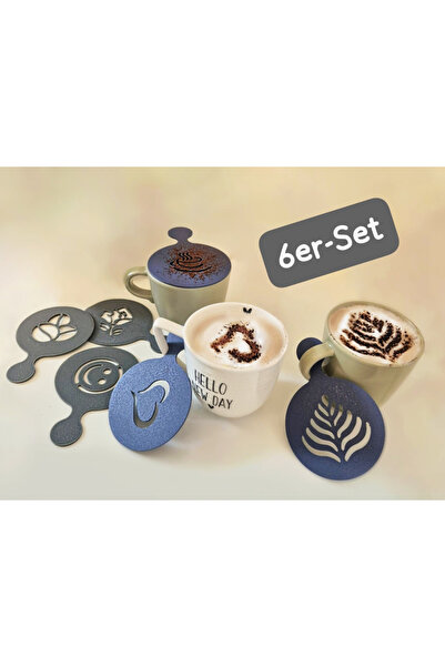 DU&ER Coffee Presentation Template Set 6 Patterned Latte and Dessert Decorati...