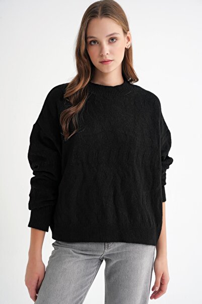 Hiccup Mixray Ribbed Knit Sweater with Hair Braid Pattern